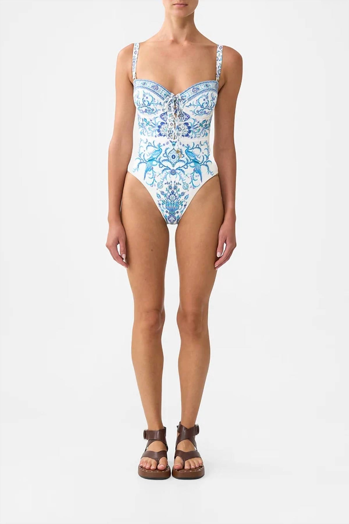 Camilla - Lace Up Underwire Moulded Cup One Piece Swimwear
