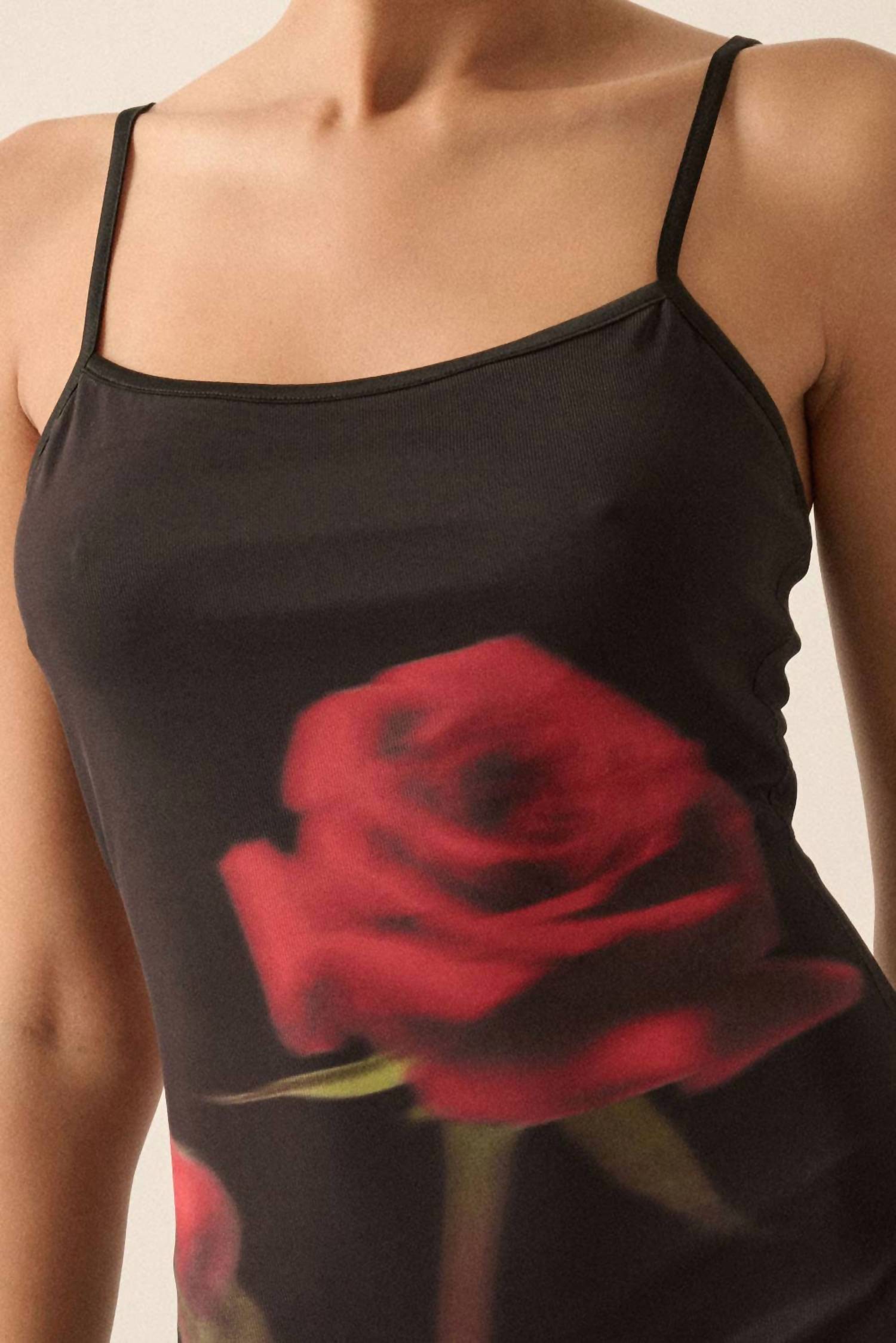 Promesa - Rose-print Layered Mesh Maxi Slip Dress