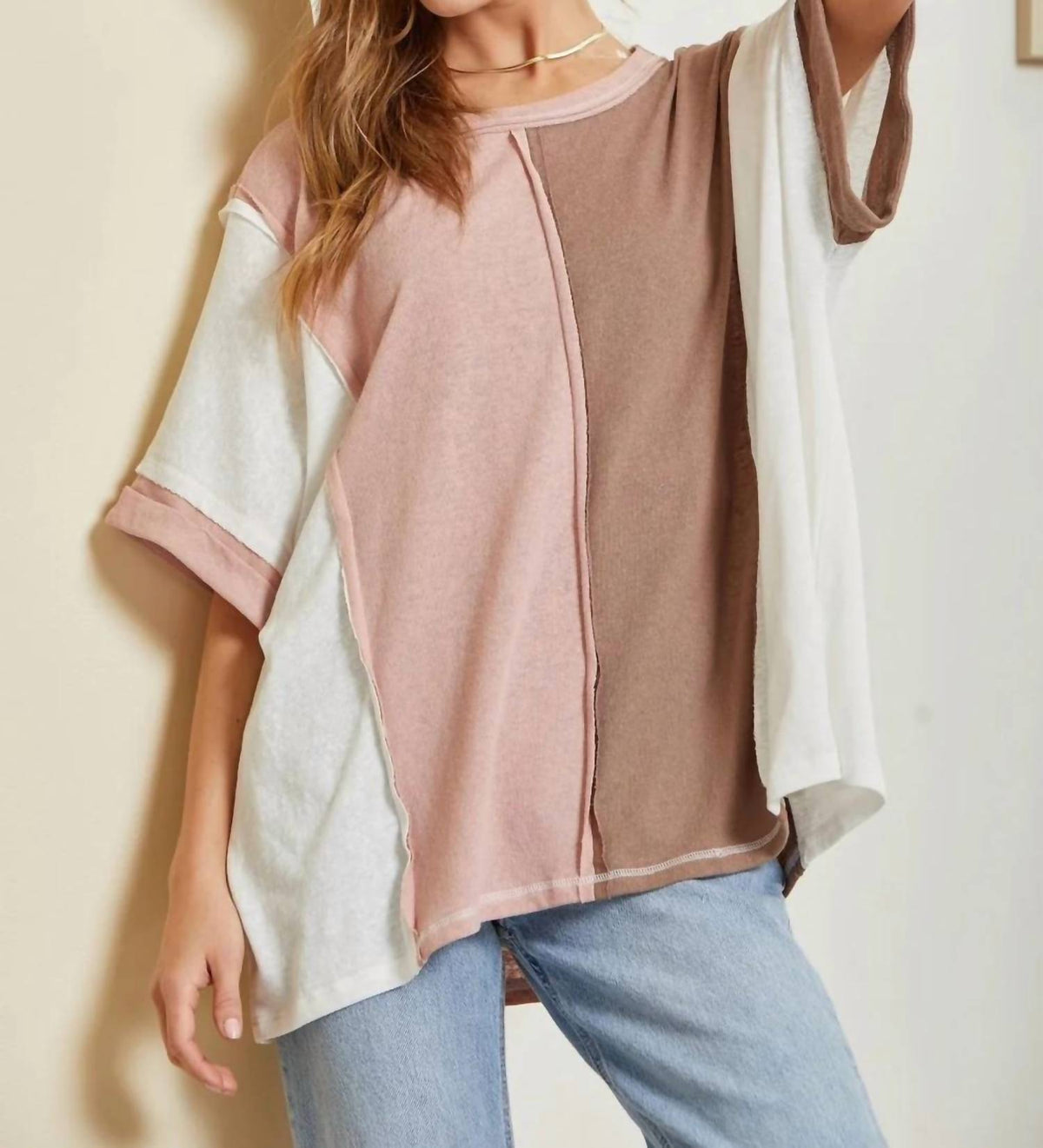 Andree By Unit - Half Sleeve Colorblocked Top