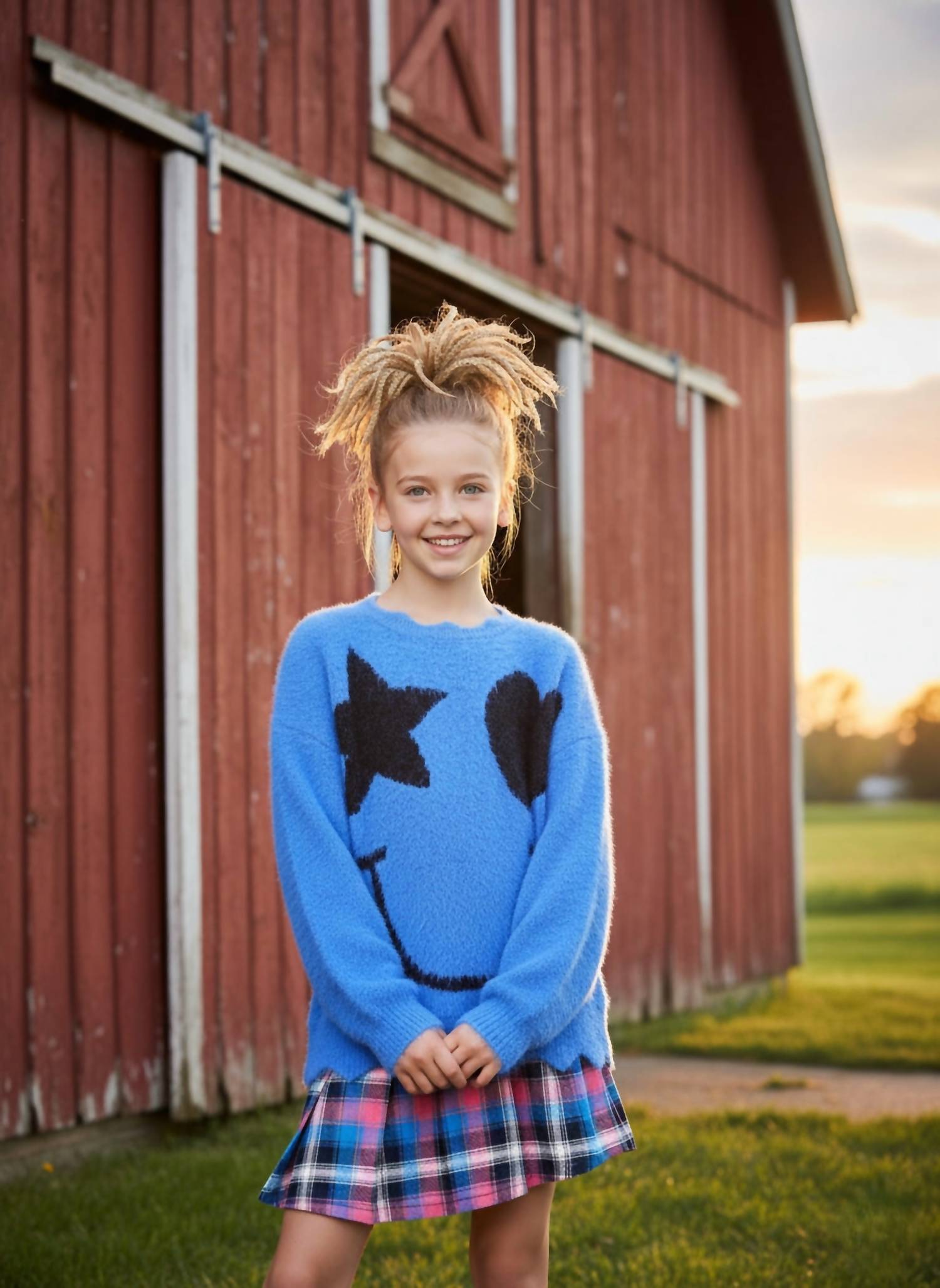 G.B.Y.M. - Star Heart Smiley Face Fuzzy Sweater