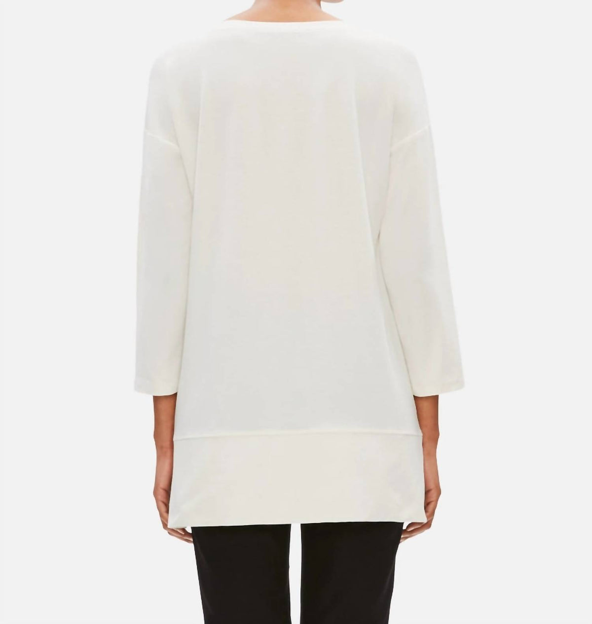 Eileen Fisher - Light-weight Washable Stretch Crepe Tunic Top
