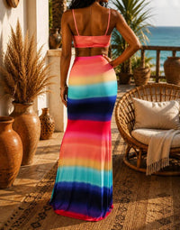 Surelymine - Solara Rainbow Ombre Cutout Maxi Dress