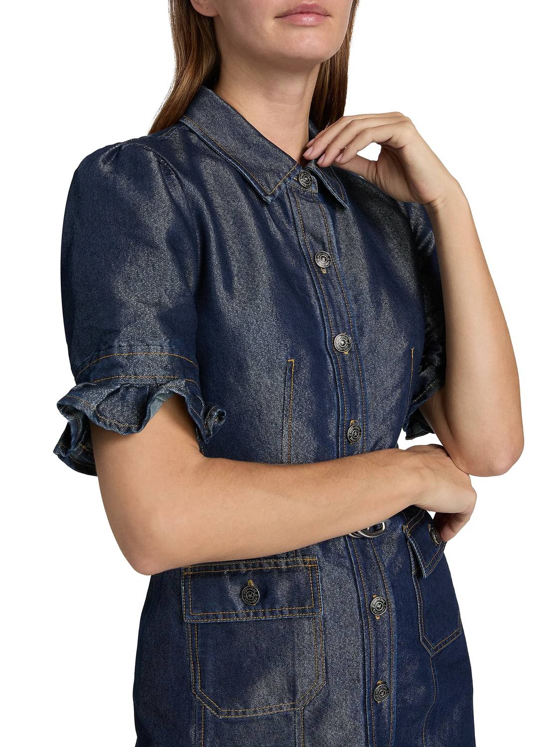 Cinq A Sept - Nolita Shimmer Denim Belted Minidress