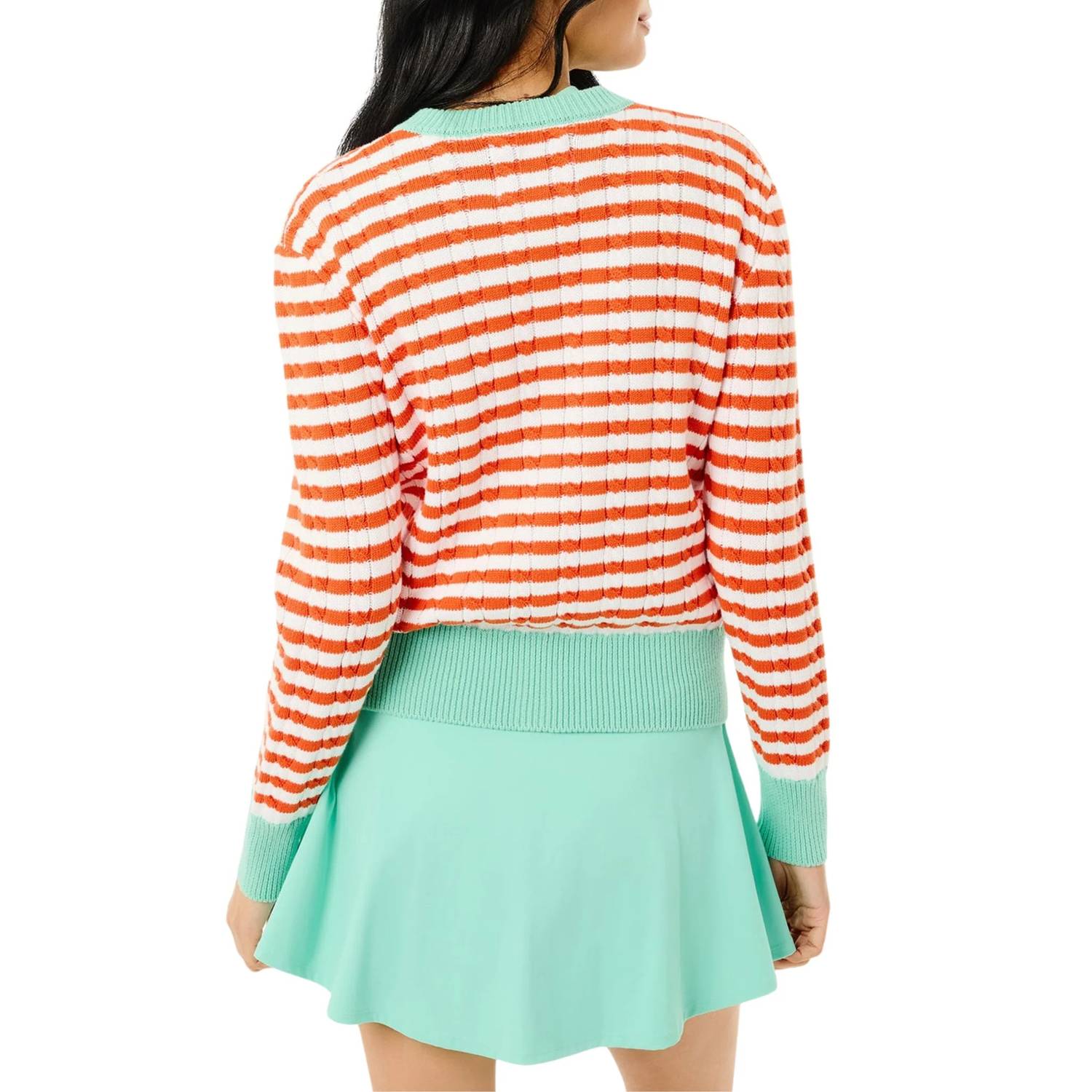 Addison Bay - Cotton Cable Knit Oxford Cardigan Sweater