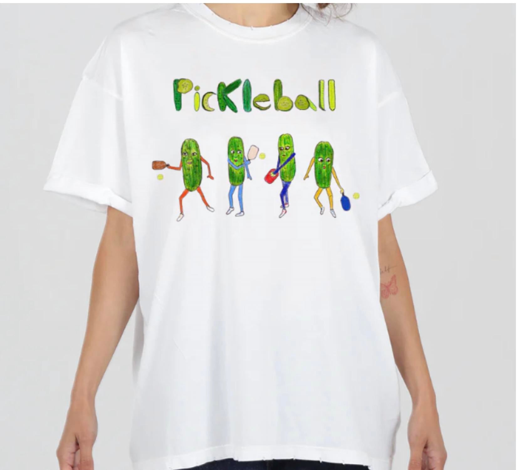 UNFORTUNATE PORTRAIT Pickleball Boyfriend Tee in white - women's t-shirt