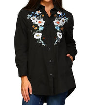 Velzera - Floral Embroidered Shirt - Plus