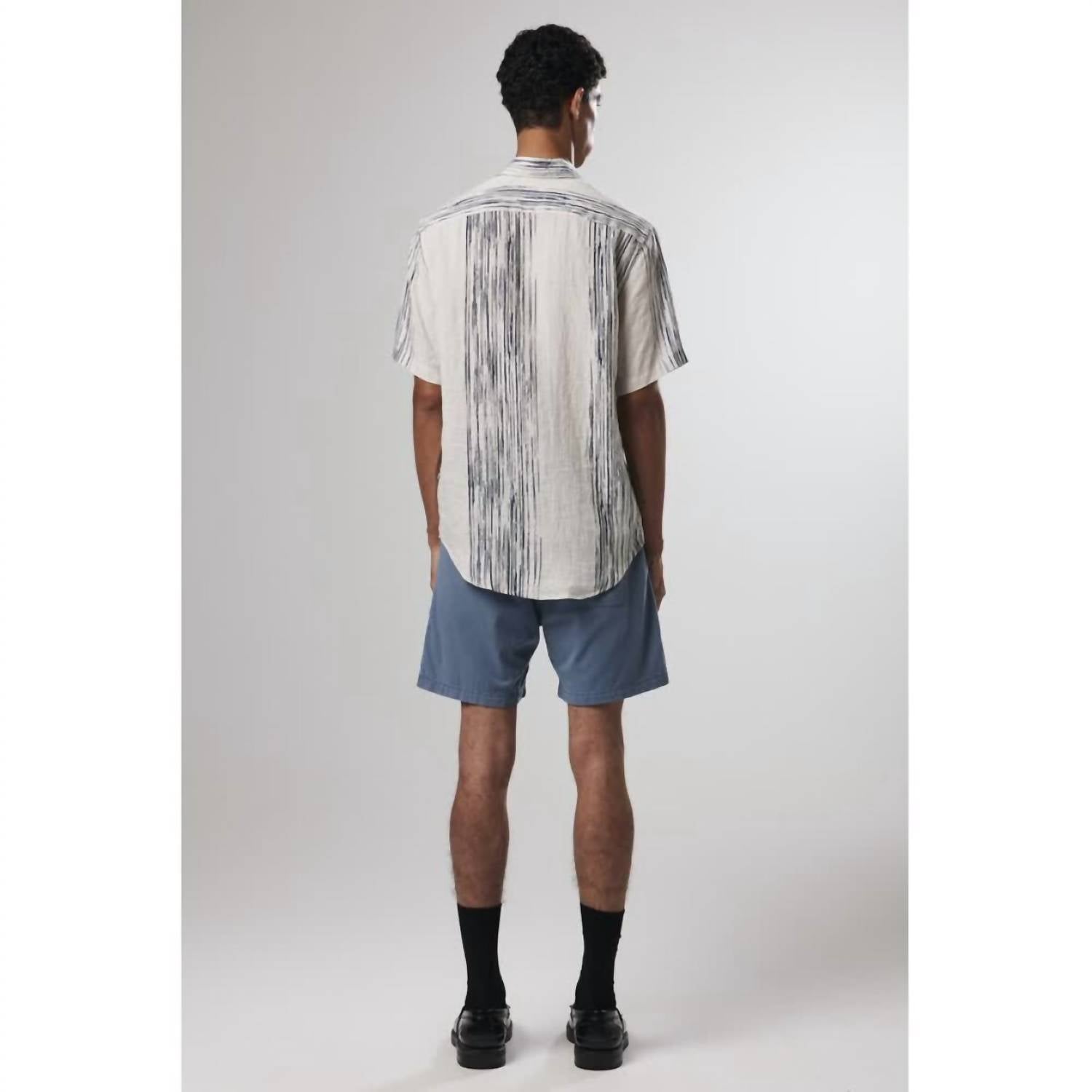 NN07 Jens Short Sleeve Shirt in white stripe - men's t-shirt - detail view