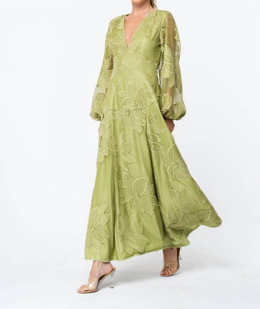 Ciebon - Sarilla Long Sleeve Lace Maxi Dress
