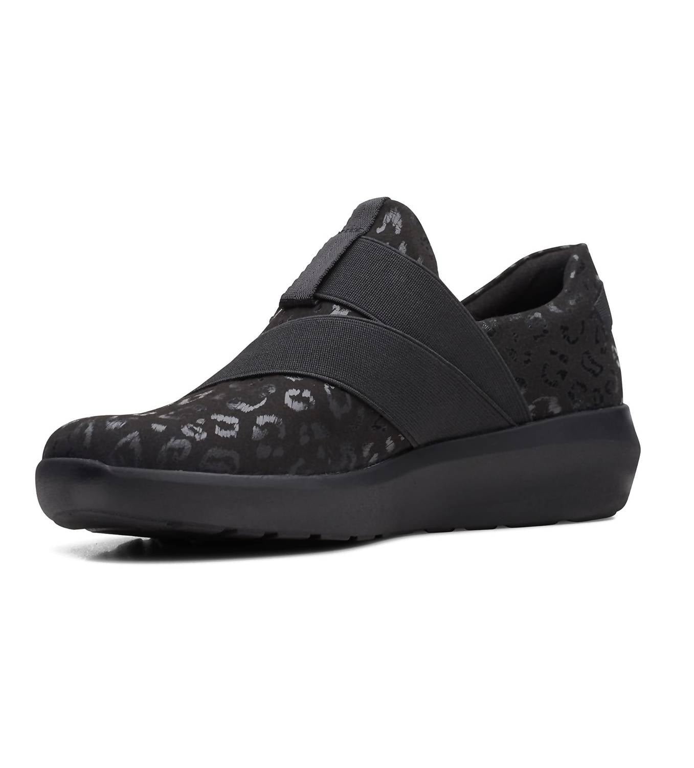 Clarks Women's Kayleigh Charm Loafer in black textile - women's flats - detail view