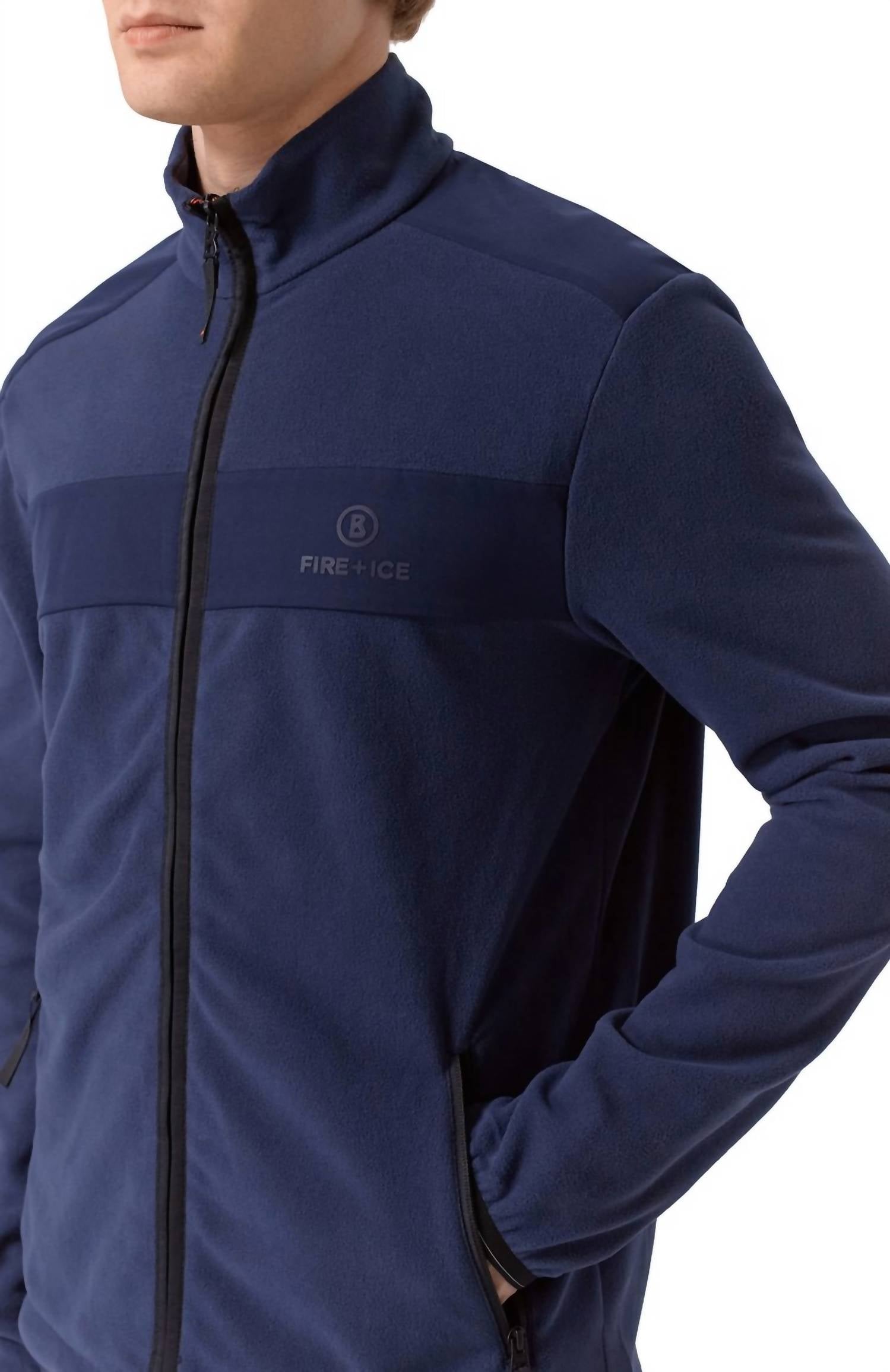 Bogner Fire + Ice Men's Josh Midlayer Sweater in night blue - men's sweater - detail view