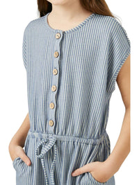 Hayden La - Girl's Buttoned Stripe Knit Romper