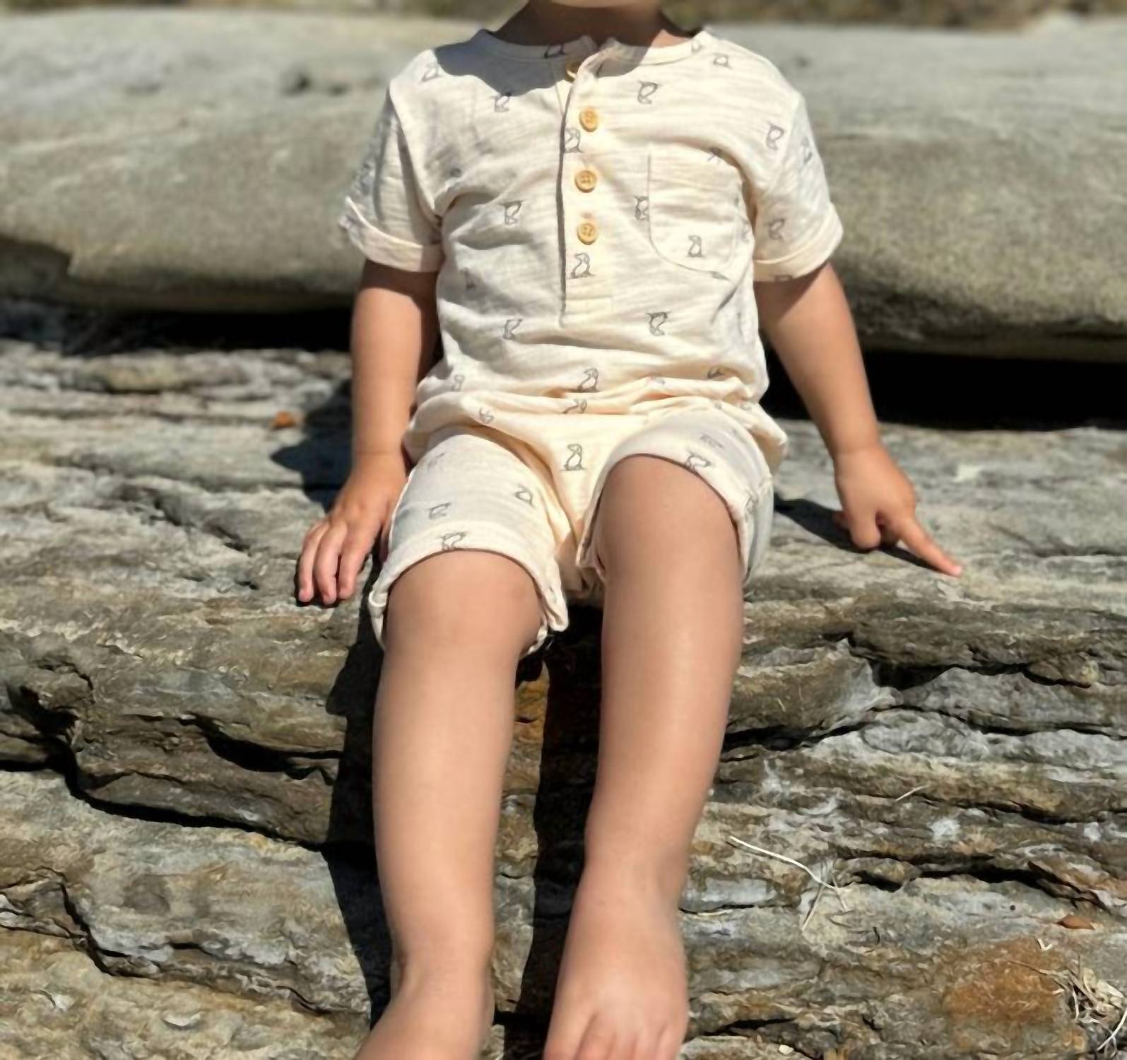 Me & Henry - Boy's Martingale Henley Romper