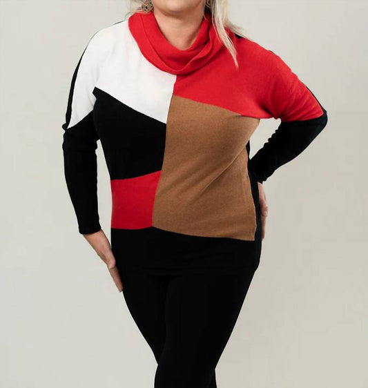 Marble - Cowl Neck Color Block Sweater