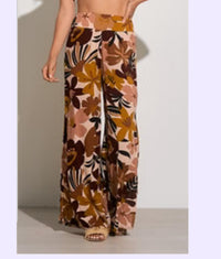 Elan - Floral Pant W/side Slit