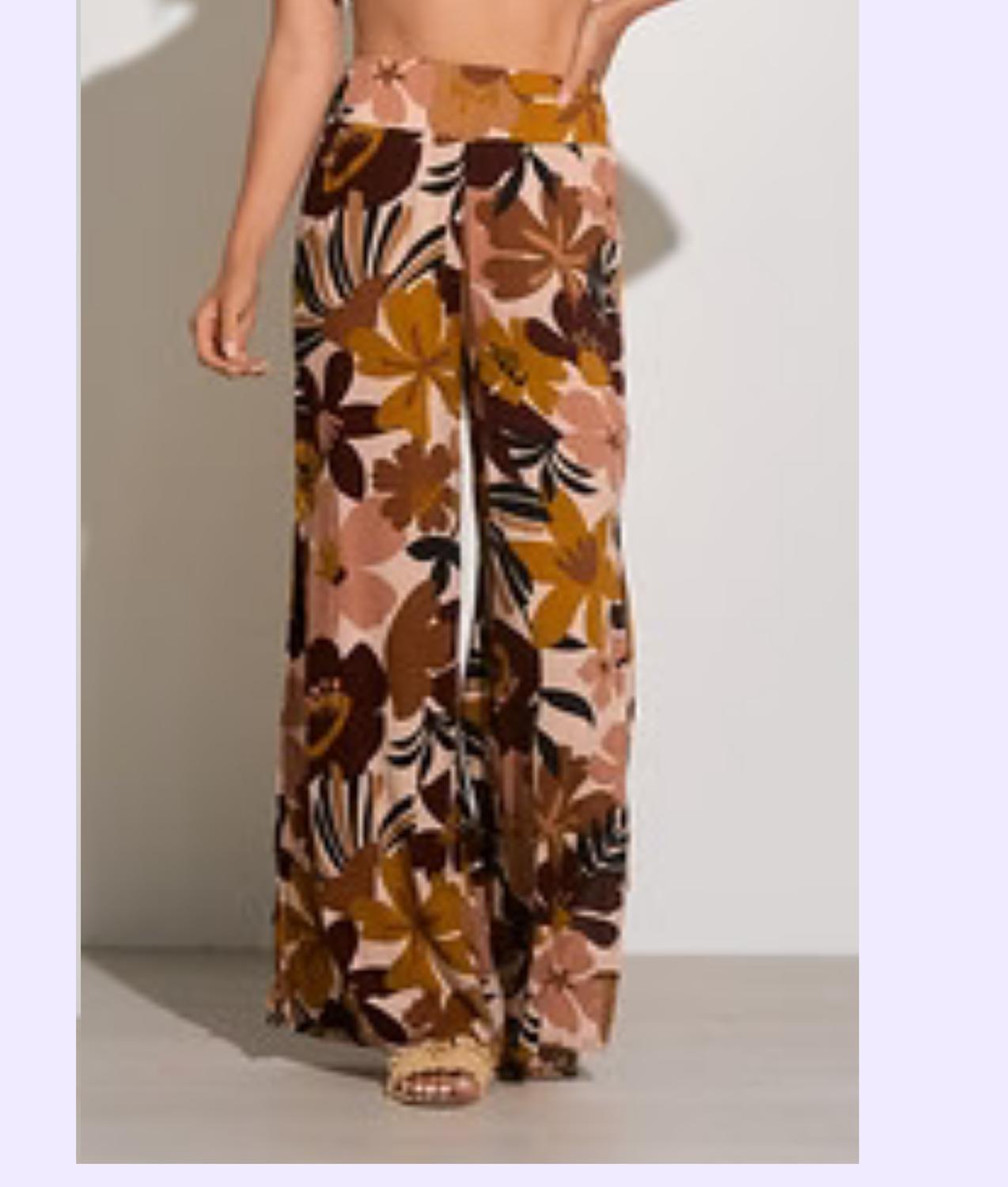 Elan - Floral Pant W/side Slit