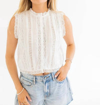 Raisonnel - Lace Pintuck Sleeveless Top