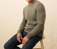 Faherty Heirloom Crewneck Sweater in olive cove - men's sweater - alternate view