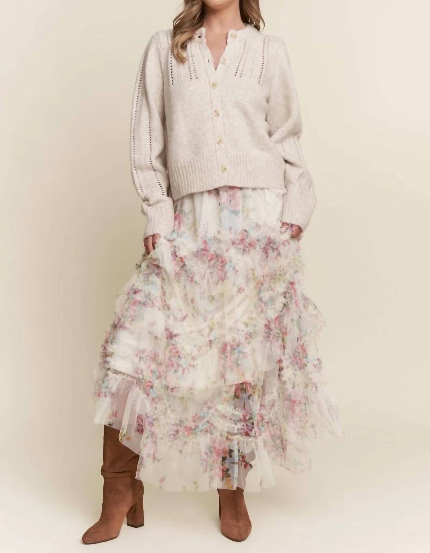 J.Nna - Soft Knit Eyelet Button Cardigan