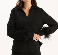 Tyler Boe - Erin Ponte Feather Sleeve Top