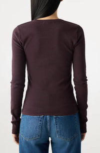 AMO Angelina Long Sleeve Top in aubergine - women's long sleeve top - alternate view