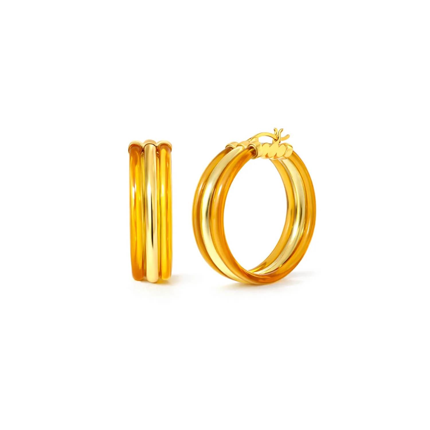 Gold & Honey - Women's Ridge Lucite Hoop Earrings
