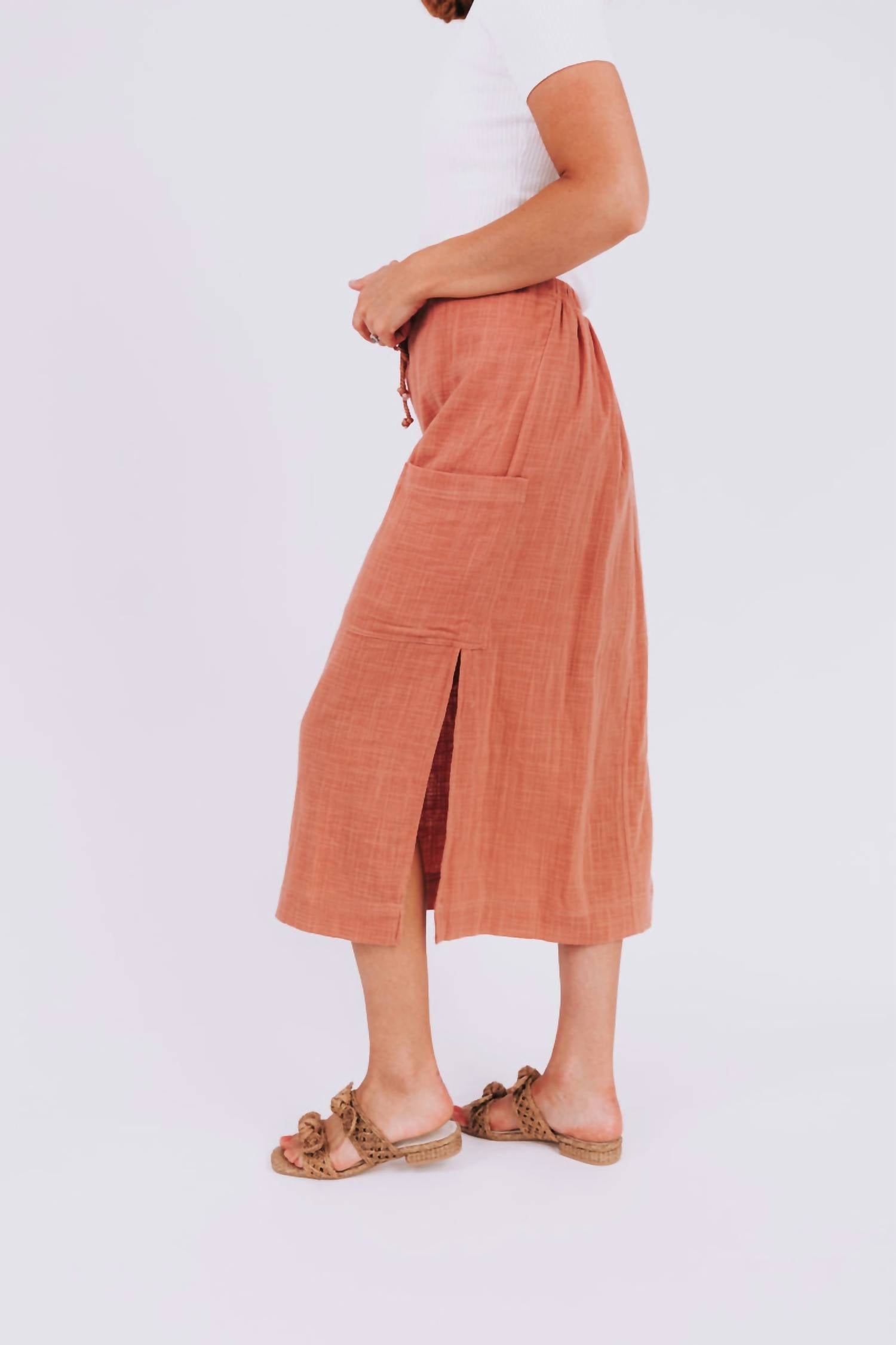 Wishlist - Braided Drawstring Linen Skirt