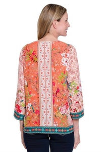 John Mark - Embroidered V-neck Top