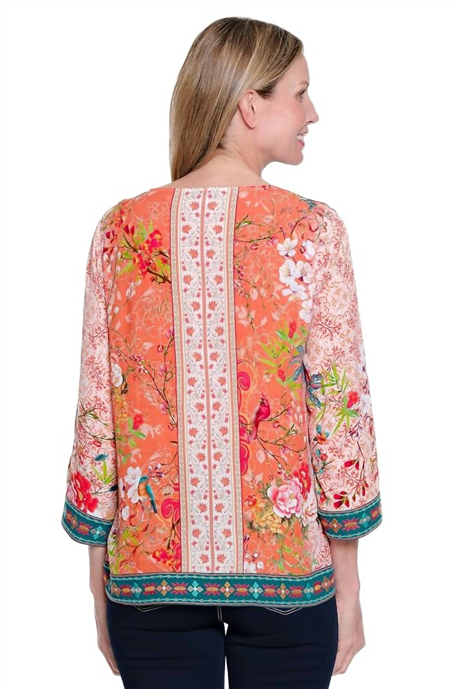 John Mark - Embroidered V-neck Top