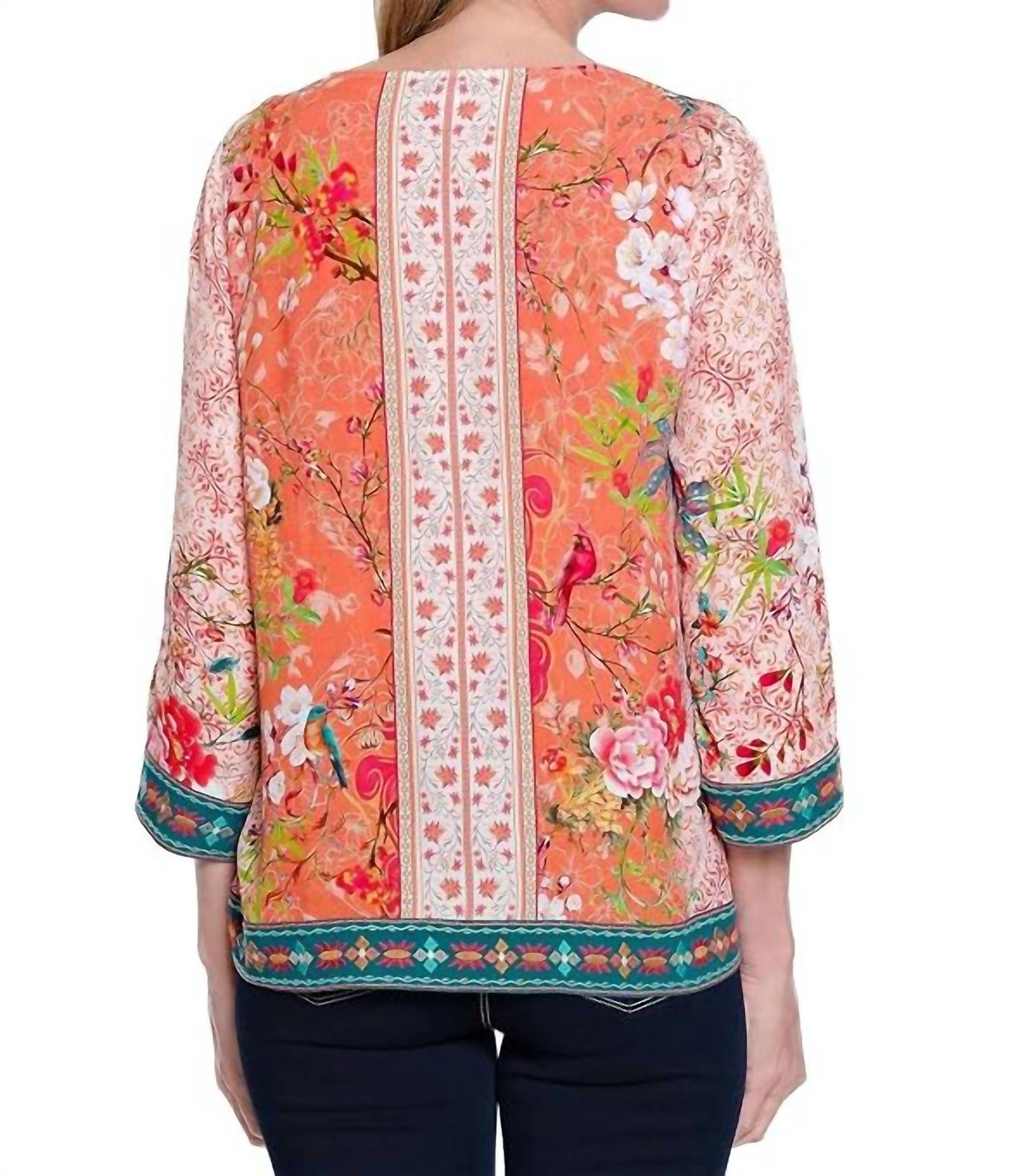 John Mark - Embroidered V-neck Top