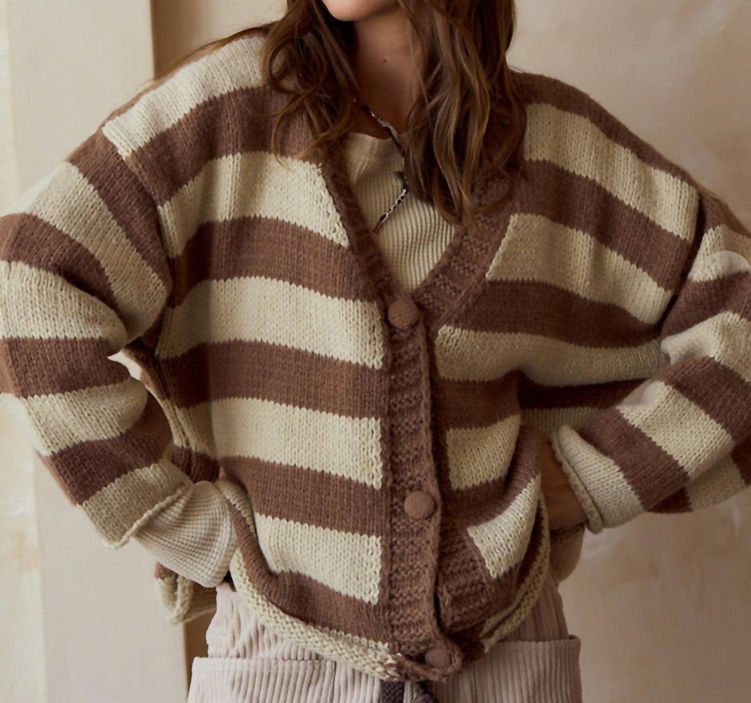 Lovlov - Striped Two Tone Cardigan