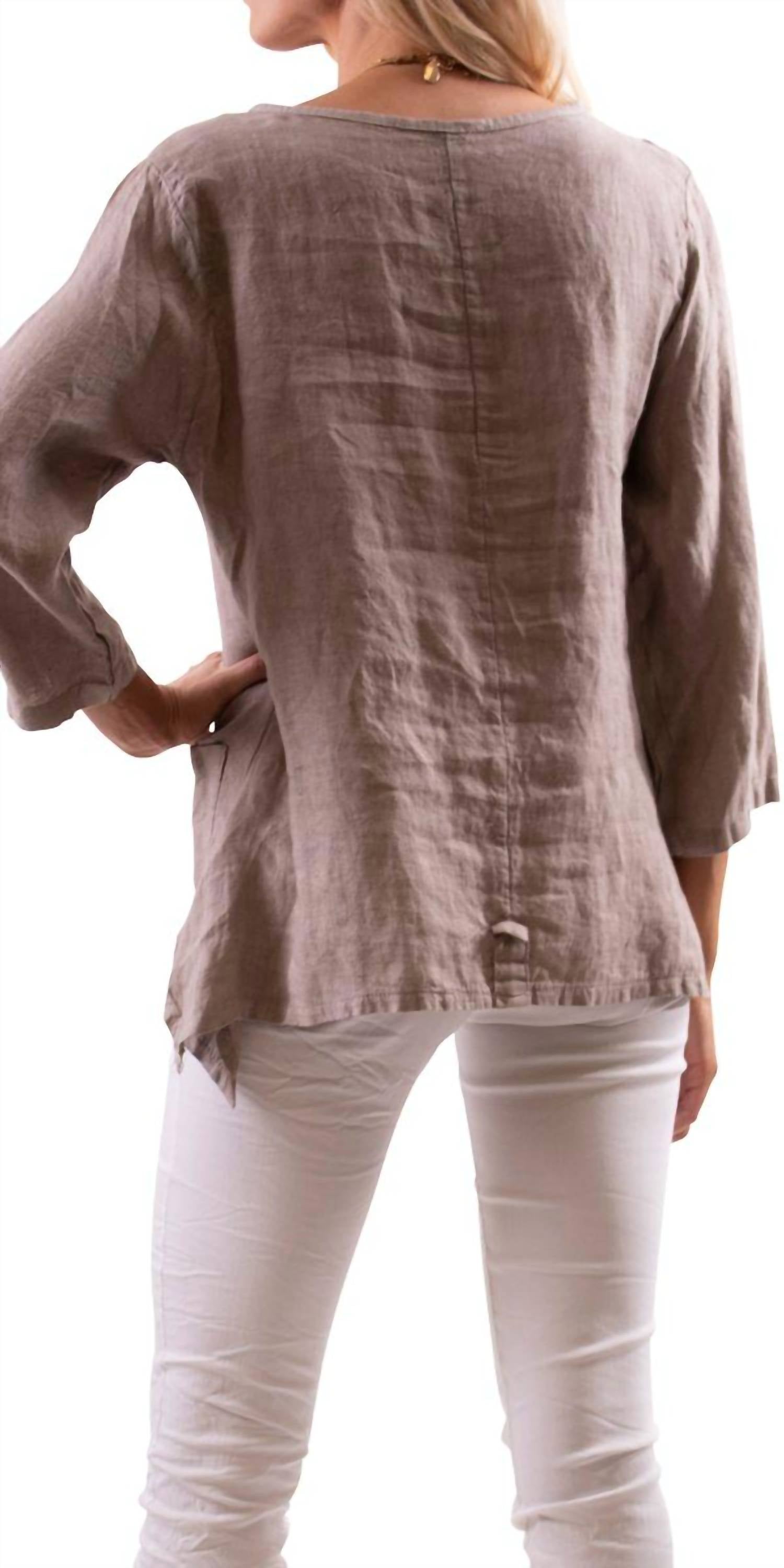 Gigi Moda - Maira Linen Scoop Neck Top