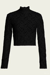 Enza Costa - Puckered Lace Cropped Mockneck Top
