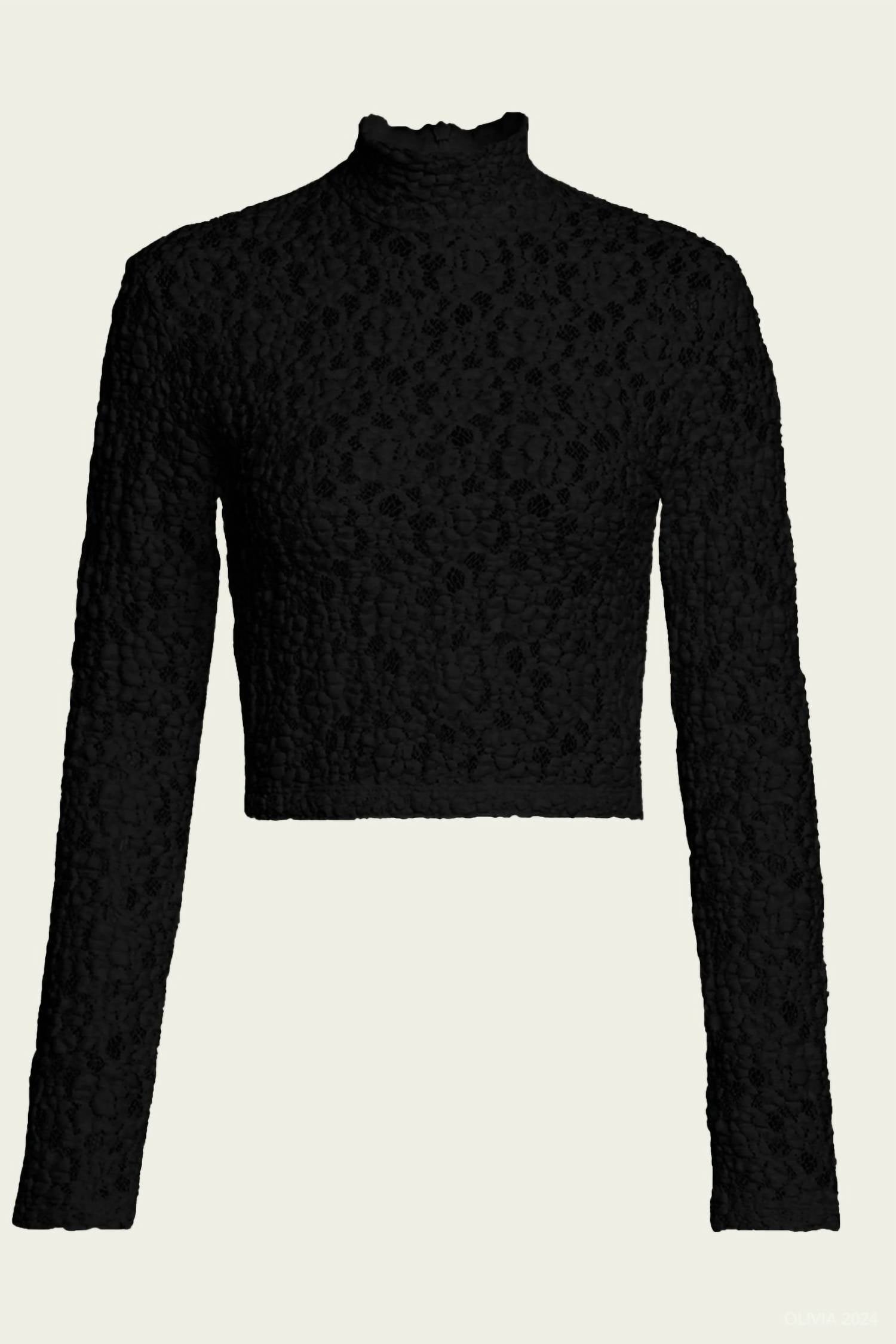 Enza Costa - Puckered Lace Cropped Mockneck Top