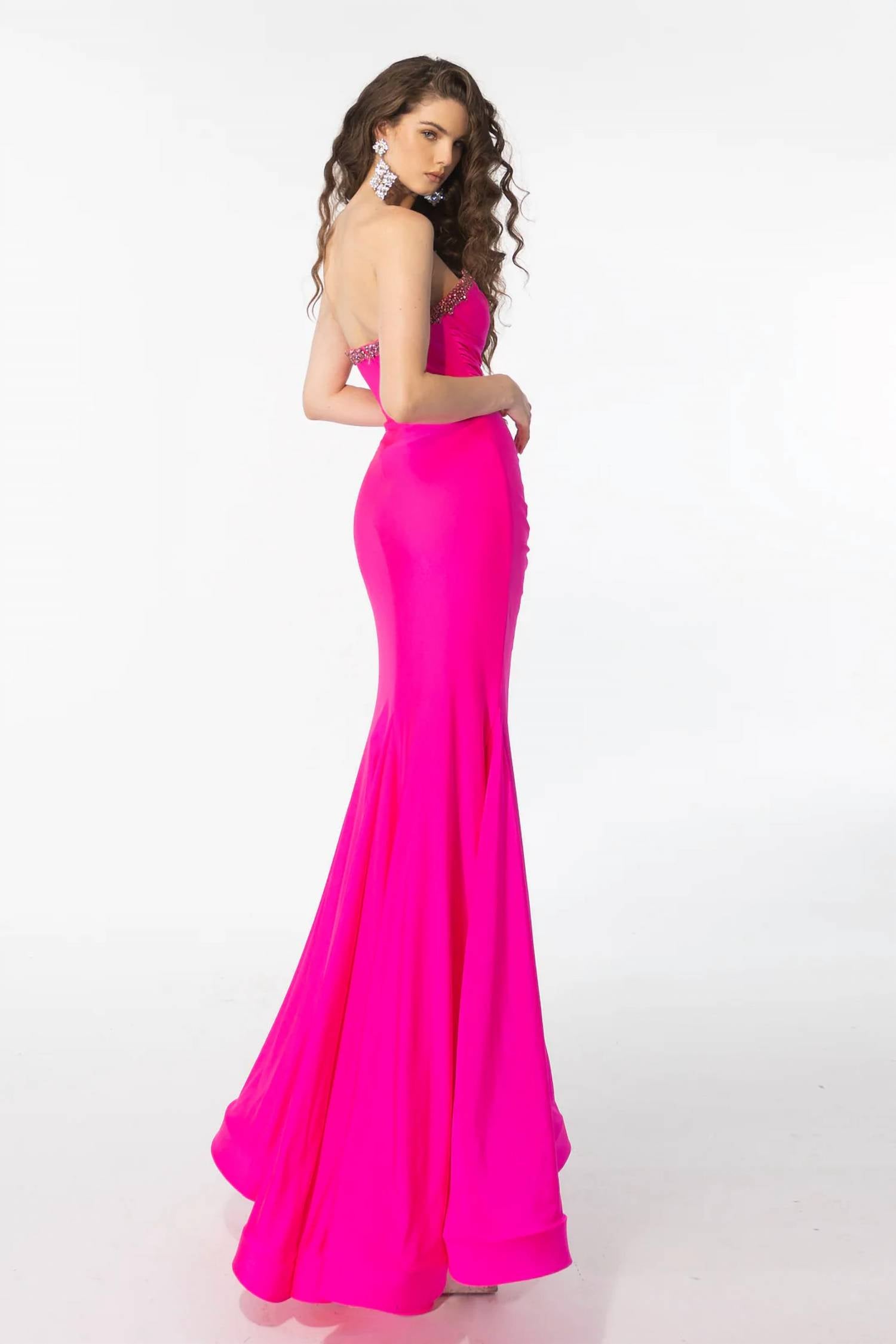 Ava Presley - Strapless Beaded Trim Prom Gown