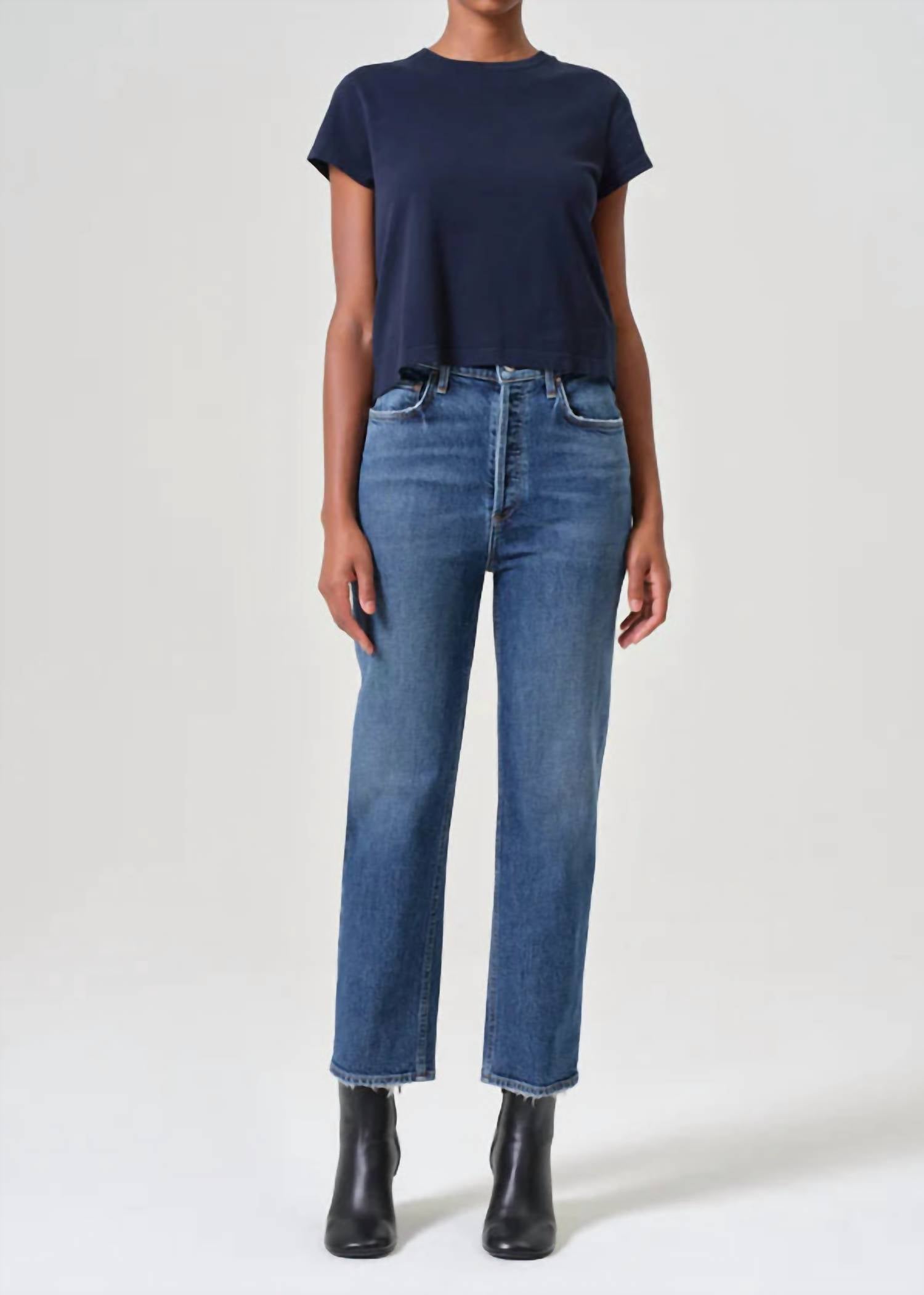 AGOLDE 90's Pinch Waist Crop Jeans in blue 1 - women's jeans
