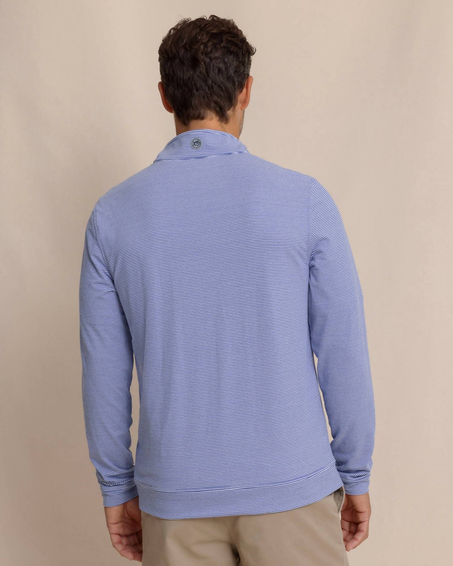 Southern Tide - Micro-stripe Heather Quarter Zip Top