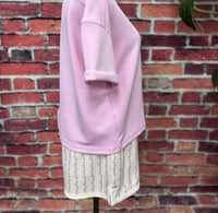 Simply Southern Women's Soft Knit Bow Tee in blush - women's t-shirt - detail view