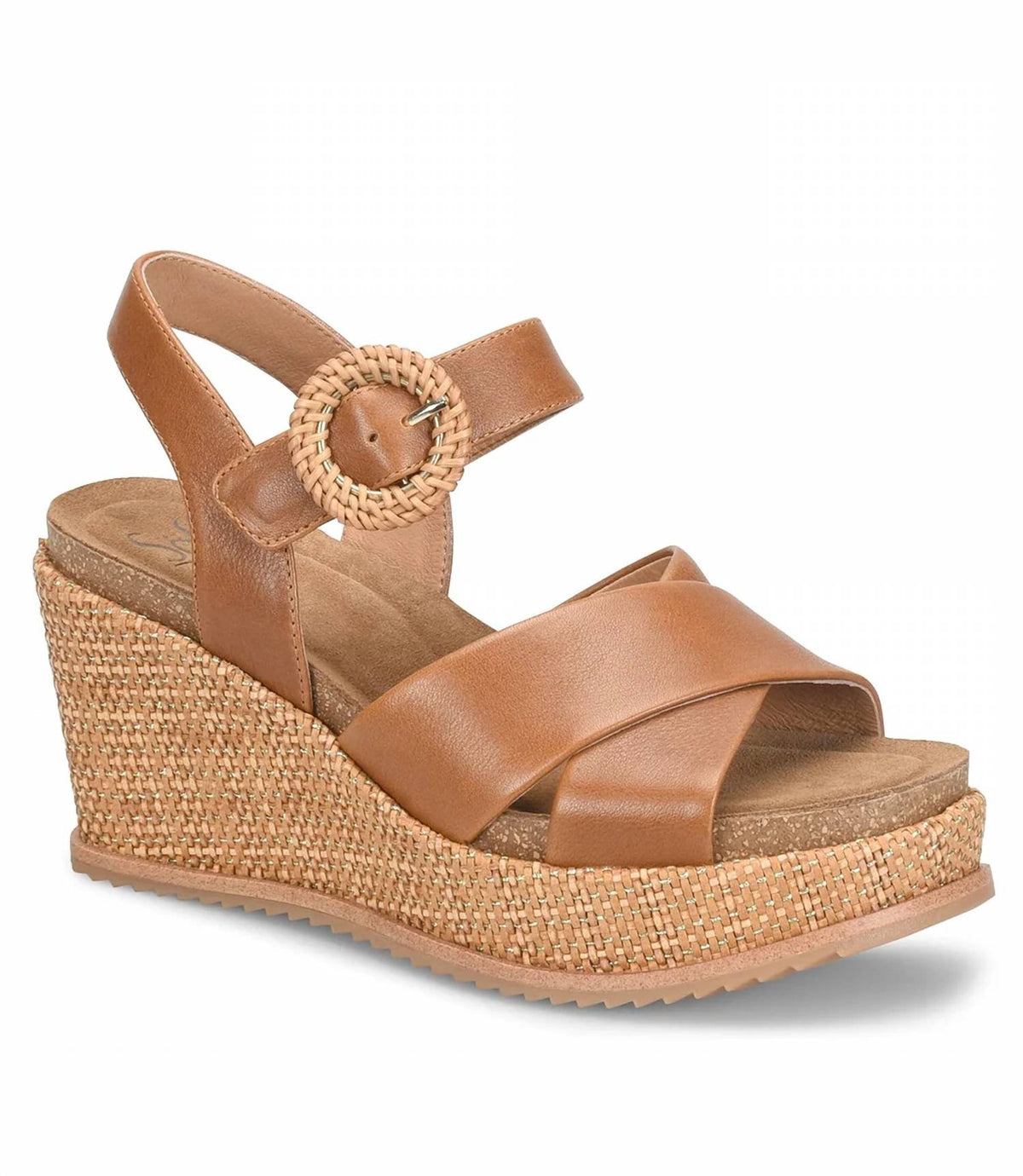 Sofft - Women's Dorathy Leather Raffia Wedge Sandals