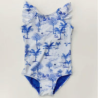 Planet Sea - Girl's Riviera Dream Ruffle Sleeve One Piece Swimsuit
