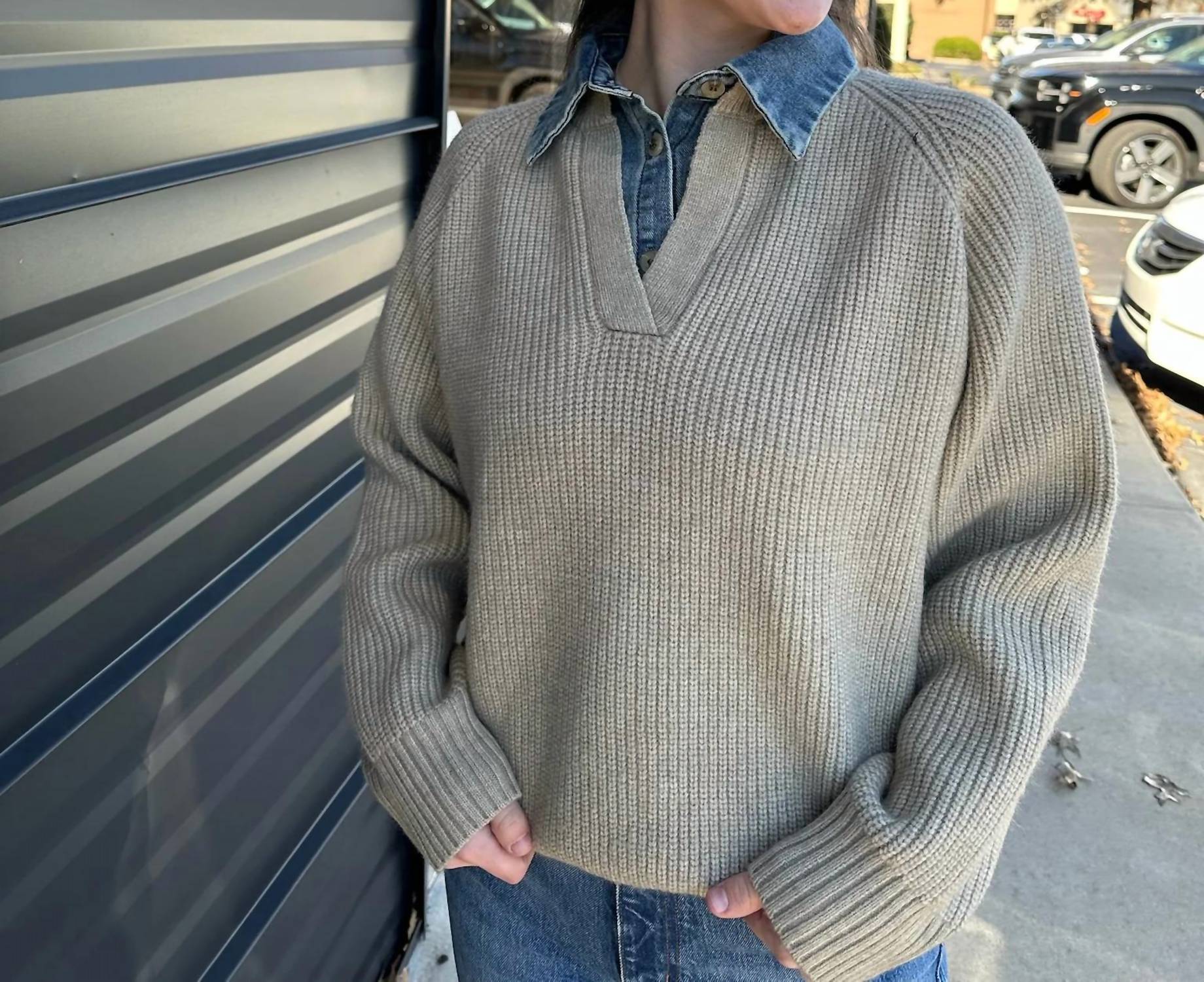 Line And Dot - Teena Long Sleeve Textured Sweater