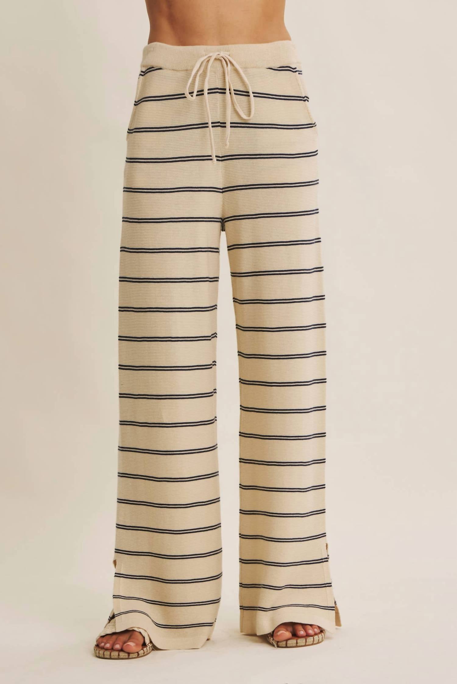 In February - Striped Wide Leg Knit Pants