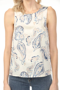 Charlie B - Printed Satin Keyhole Back Tank Top