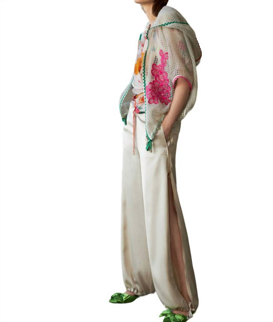 GIUBBETTO GRID SHEER HOOD SHORT SLEEVE JACKET