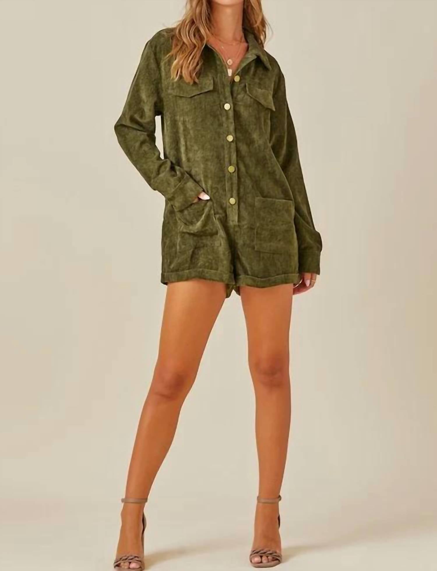 Day + Moon - Button Down Corduroy Romper