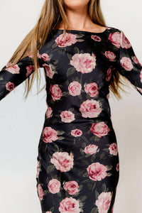 Sofie the Label Georgie Floral Satin Bias Maxi Dress in black mauve - women's dress - view 4