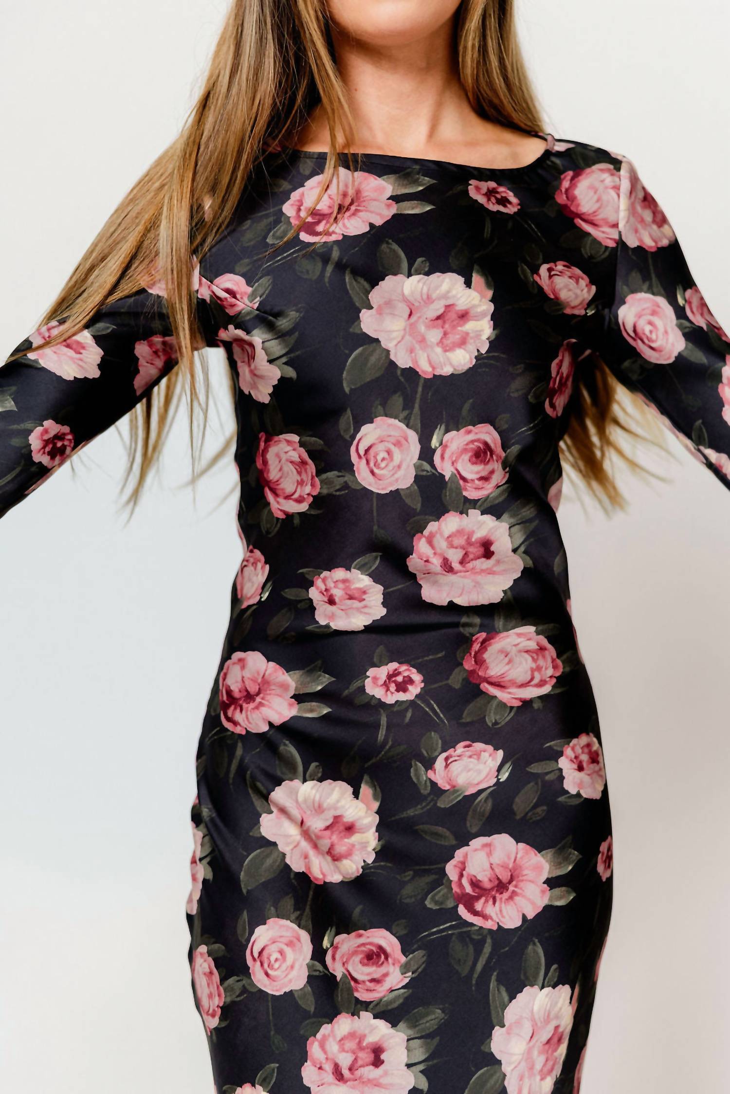 Sofie the Label Georgie Floral Satin Bias Maxi Dress in black mauve - women's dress - view 4