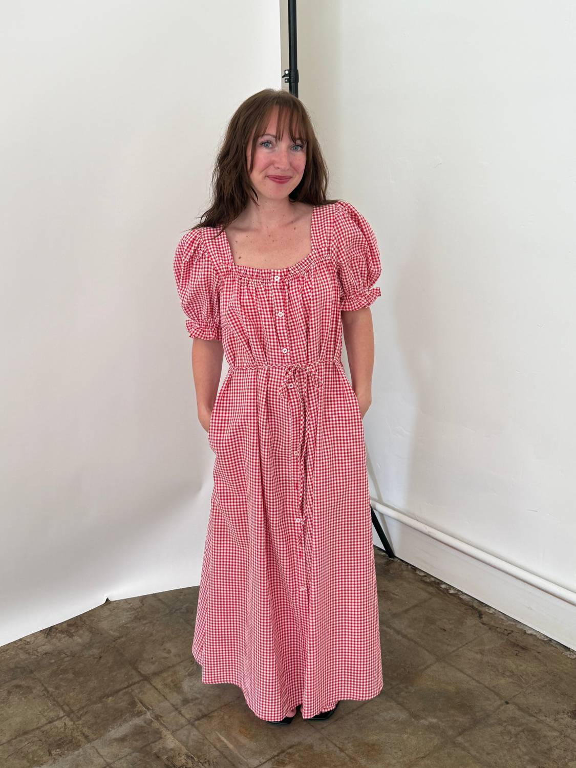 Things Between - Della Gingham Puff Sleeve Maxi Dress