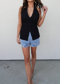 Olivaceous - V-neck Halter Top