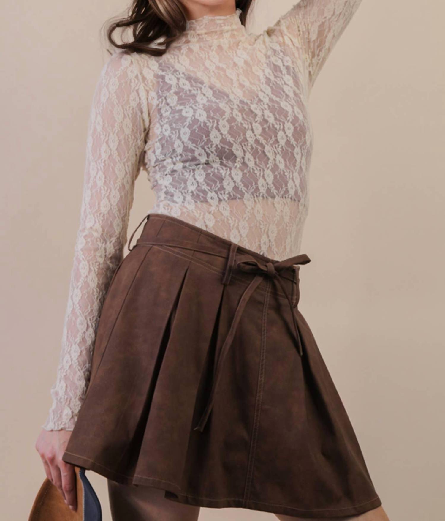Very J - Mesh Lace Long Sleeve Top