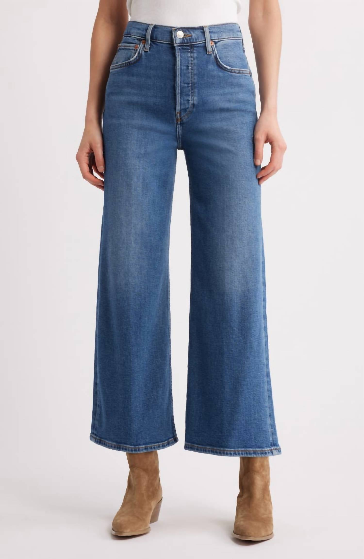 Re/Done - High Rise Wide Leg Crop Jean